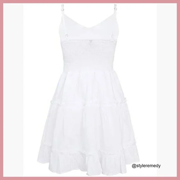 Floral Tiered Mini Dress Spaghetti Strap V Neck Backless with Pockets - Picture 5 of 7